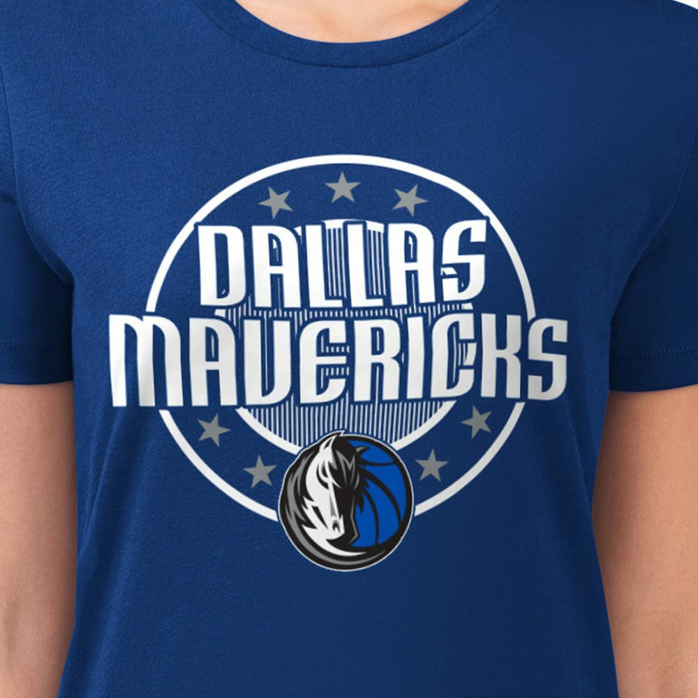 NBA - Dallas Mavericks G-III 4Her by Carl Banks Women's Super-Slim Lightweight Pinstripe Circle Graphic T-Shirt - Blue