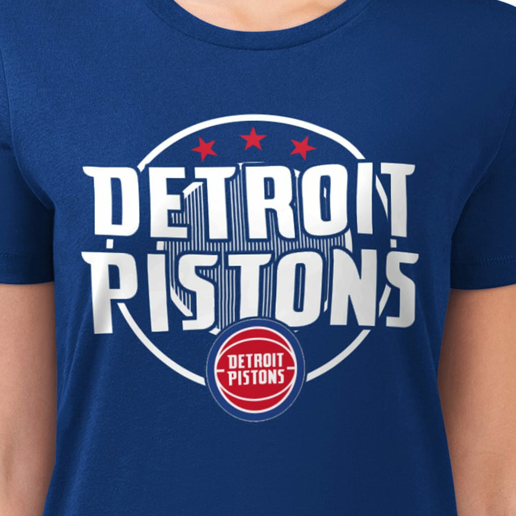 NBA - Detroit Pistons G-III 4Her by Carl Banks Women's Super-Slim Lightweight Pinstripe Circle Graphic T-Shirt - Blue