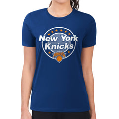 NBA - New York Knicks G-III 4Her by Carl Banks Women's Super-Slim Lightweight Pinstripe Circle Graphic T-Shirt - Blue
