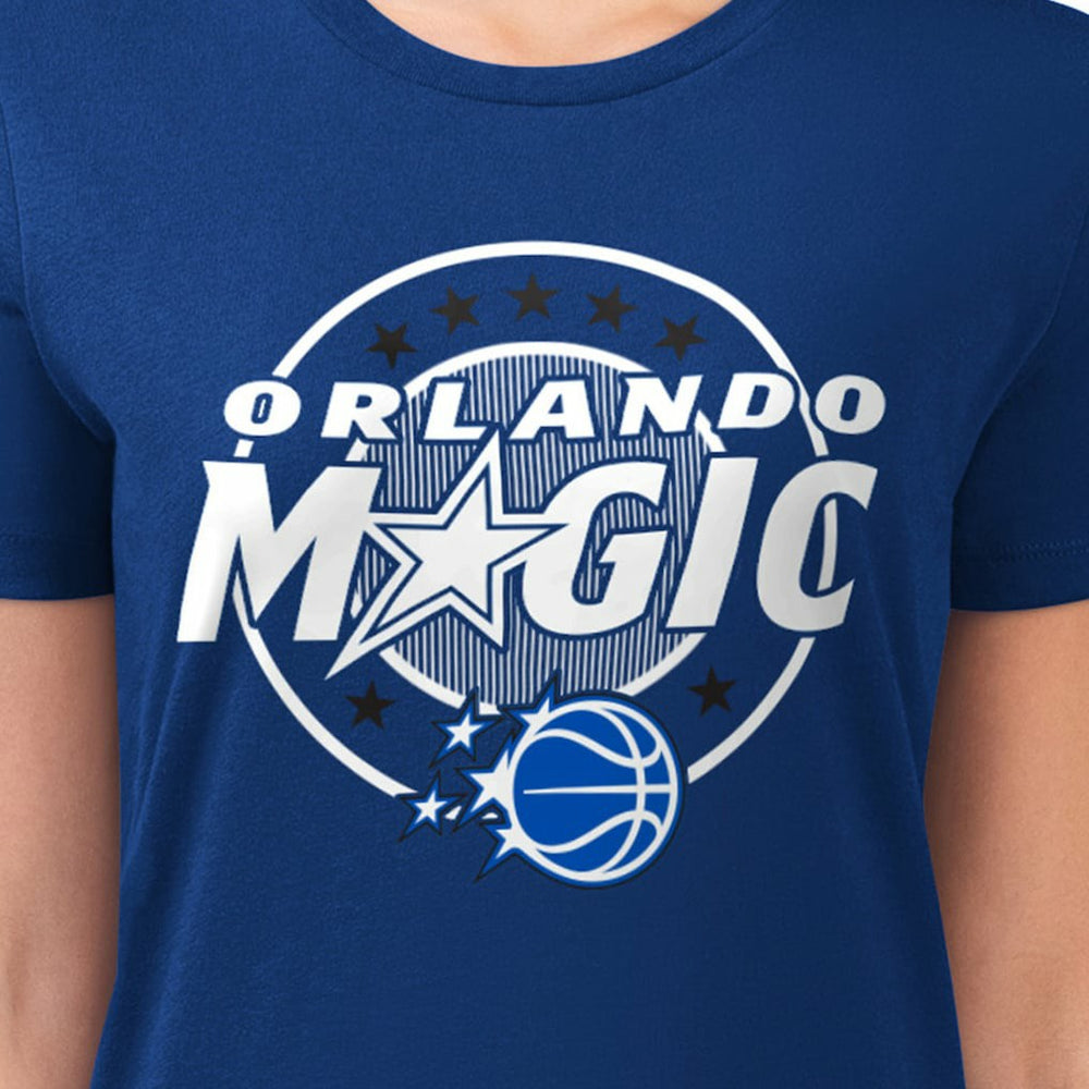 NBA - Orlando Magic G-III 4Her by Carl Banks Women's Super-Slim Lightweight Pinstripe Circle Graphic T-Shirt - Blue