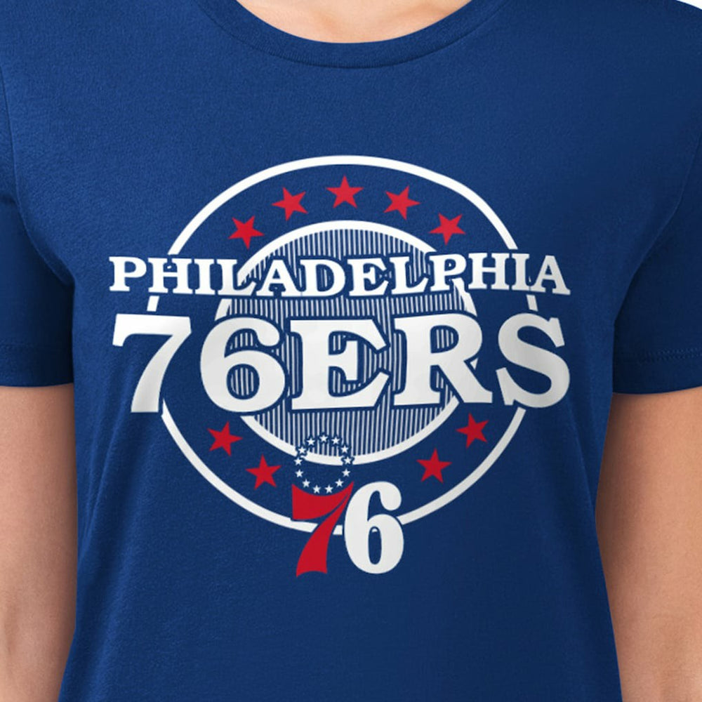 NBA - Philadelphia 76ers G-III 4Her by Carl Banks Women's Super-Slim Lightweight Pinstripe Circle Graphic T-Shirt - Royal