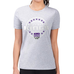 NBA - Sacramento Kings G-III 4Her by Carl Banks Women's Super-Slim Lightweight Pinstripe Circle Graphic T-Shirt - Gray
