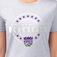 NBA - Sacramento Kings G-III 4Her by Carl Banks Women's Super-Slim Lightweight Pinstripe Circle Graphic T-Shirt - Gray