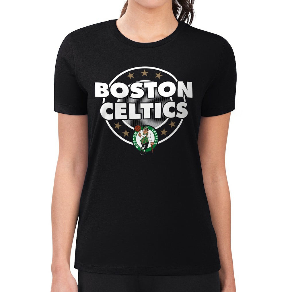 NBA - Boston Celtics G-III 4Her by Carl Banks Women's Super-Slim Lightweight Pinstripe Circle Graphic T-Shirt - Black