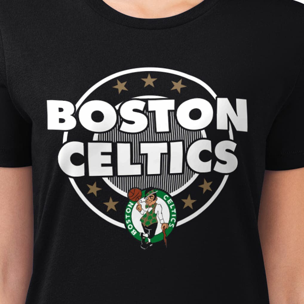 NBA - Boston Celtics G-III 4Her by Carl Banks Women's Super-Slim Lightweight Pinstripe Circle Graphic T-Shirt - Black