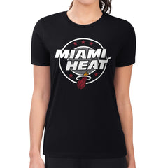 NBA - Miami Heat G-III 4Her by Carl Banks Women's Super-Slim Lightweight Pinstripe Circle Graphic T-Shirt - Black