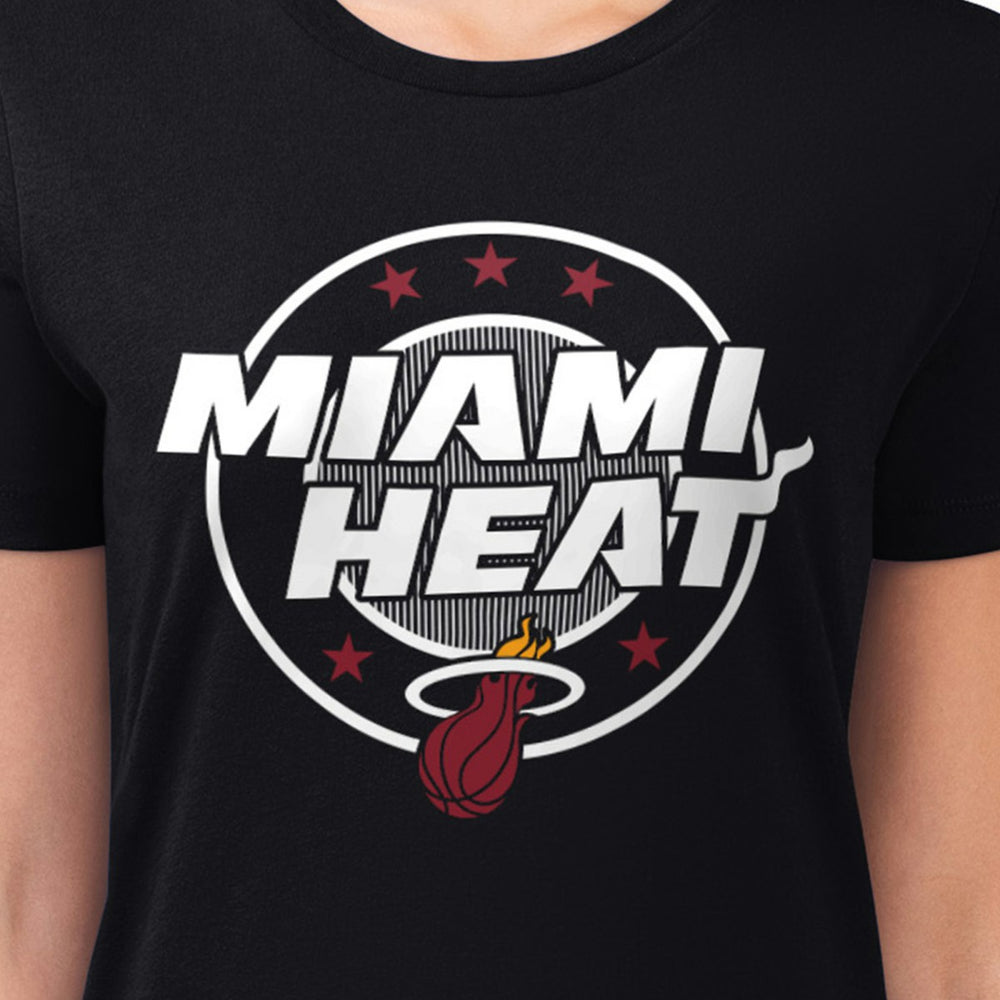 NBA - Miami Heat G-III 4Her by Carl Banks Women's Super-Slim Lightweight Pinstripe Circle Graphic T-Shirt - Black