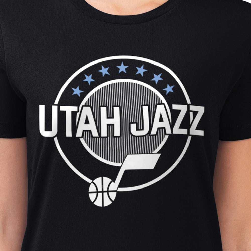 NBA - Utah Jazz G-III 4Her by Carl Banks Women's Super-Slim Lightweight Pinstripe Circle Graphic T-Shirt - Black