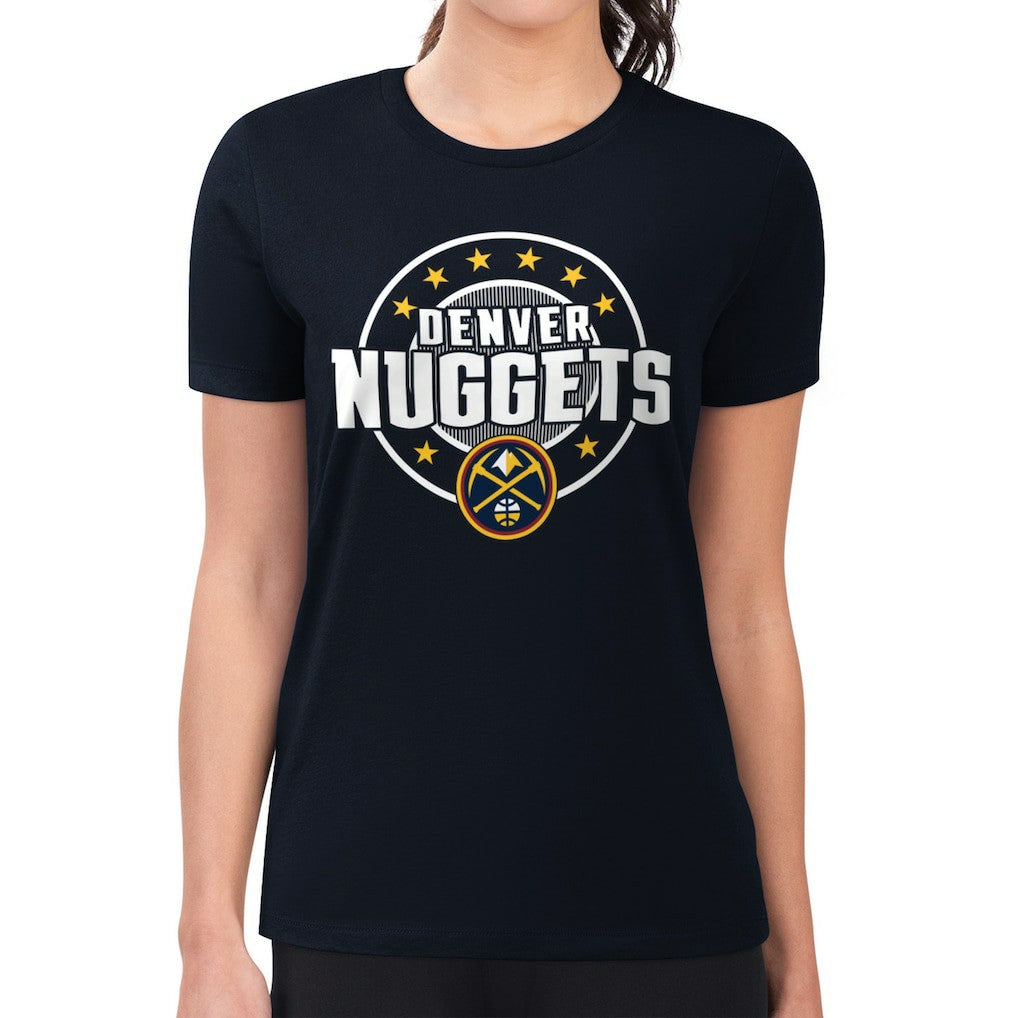 NBA - Denver Nuggets G-III 4Her by Carl Banks Women's Super-Slim Lightweight Pinstripe Circle Graphic T-Shirt - Navy