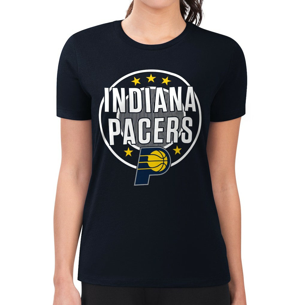 NBA - Indiana Pacers G-III 4Her by Carl Banks Women's Super-Slim Lightweight Pinstripe Circle Graphic T-Shirt - Navy