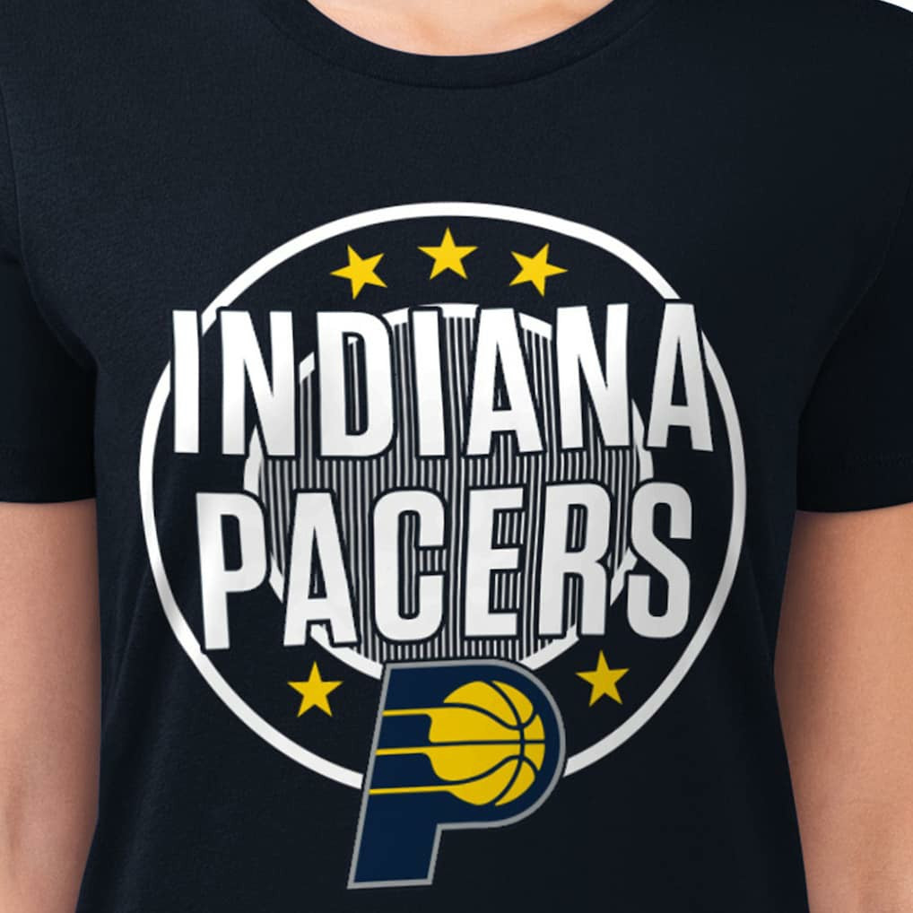 NBA - Indiana Pacers G-III 4Her by Carl Banks Women's Super-Slim Lightweight Pinstripe Circle Graphic T-Shirt - Navy