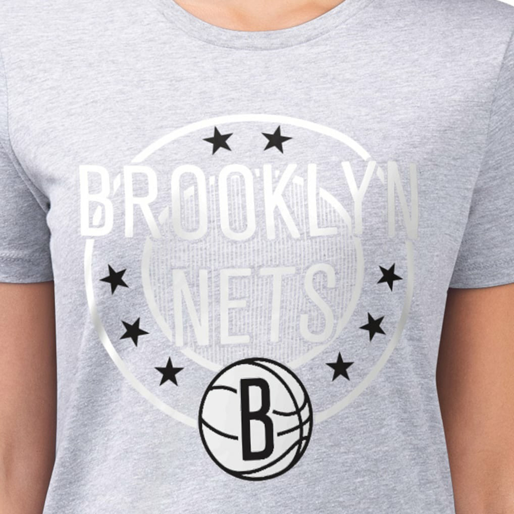 NBA - Brooklyn Nets G-III 4Her by Carl Banks Women's Super-Slim Lightweight Pinstripe Circle Graphic T-Shirt - Gray
