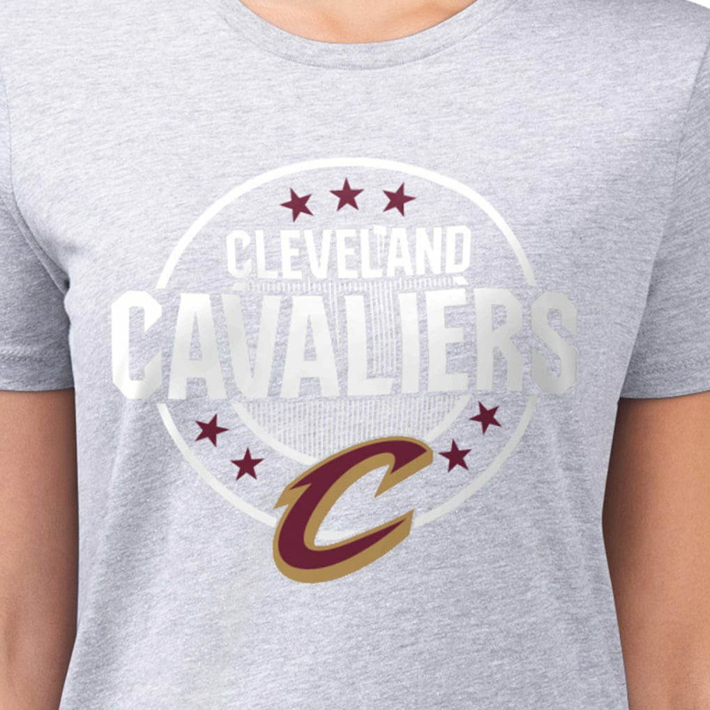 NBA - Cleveland Cavaliers G-III 4Her by Carl Banks Women's Super-Slim Lightweight Pinstripe Circle Graphic T-Shirt - Gray
