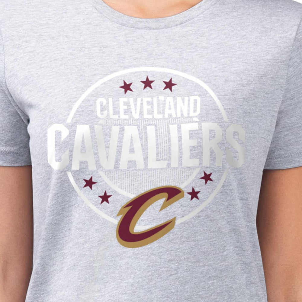 NBA - Cleveland Cavaliers G-III 4Her by Carl Banks Women's Super-Slim Lightweight Pinstripe Circle Graphic T-Shirt - Gray
