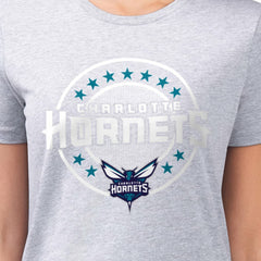 NBA - Charlotte Hornets G-III 4Her by Carl Banks Women's Super-Slim Lightweight Pinstripe Circle Graphic T-Shirt - Gray