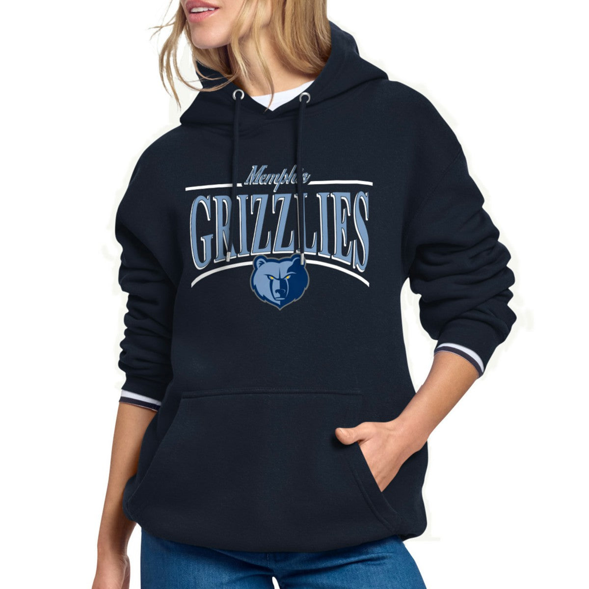 NBA - Memphis Grizzlies Starter Women's Arch Stripe Fleece Hoodie - Navy