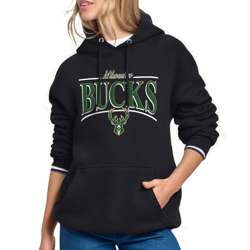 NBA - Milwaukee Bucks Starter Women's Arch Stripe Fleece Hoodie - Black