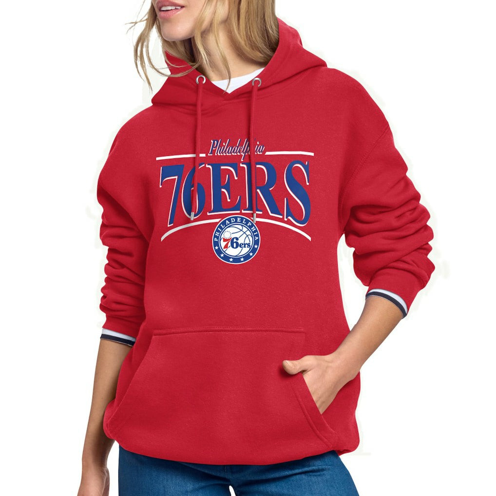 NBA - Philadelphia 76ers Starter Women's Arch Stripe Fleece Hoodie - Red