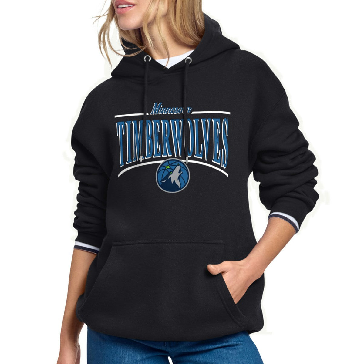 NBA - Minnesota Timberwolves Starter Women's Arch Stripe Fleece Hoodie - Black