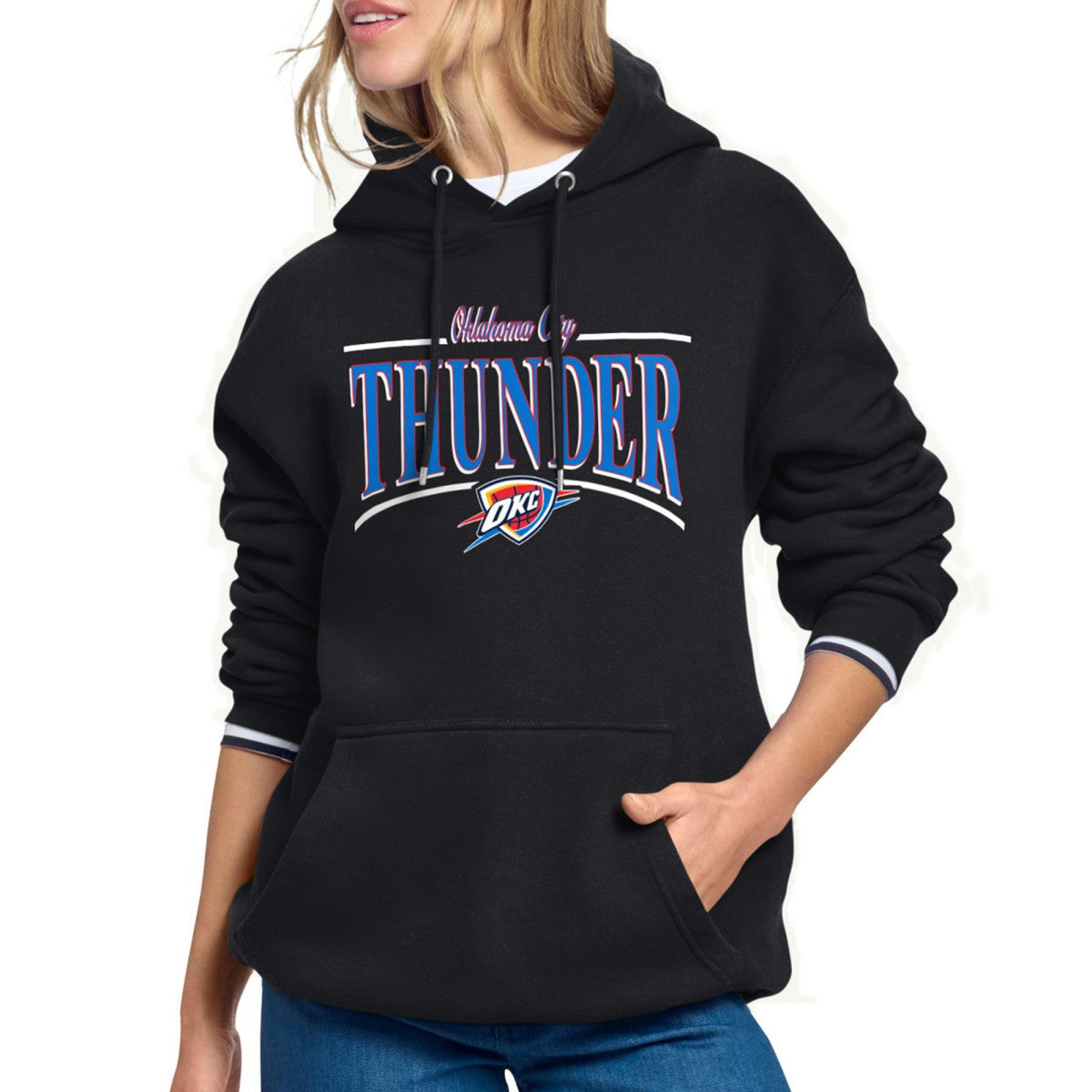 NBA - Oklahoma City Thunder Starter Women's Arch Stripe Fleece Hoodie - Black