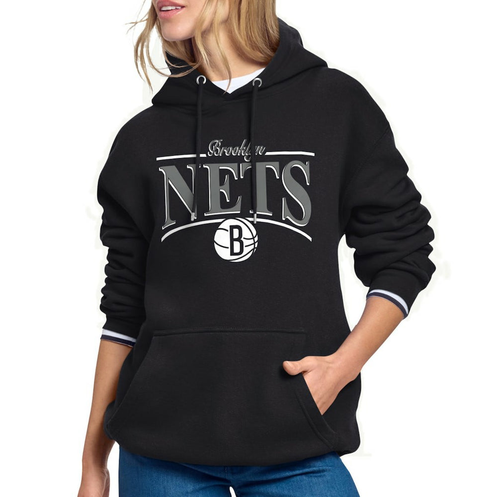NBA - Brooklyn Nets Starter Women's Arch Stripe Fleece Hoodie - Black