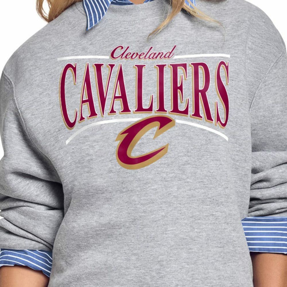 NBA - Cleveland Cavaliers Starter Women's Arch Stripe Fleece Crewneck Sweatshirt - Gray
