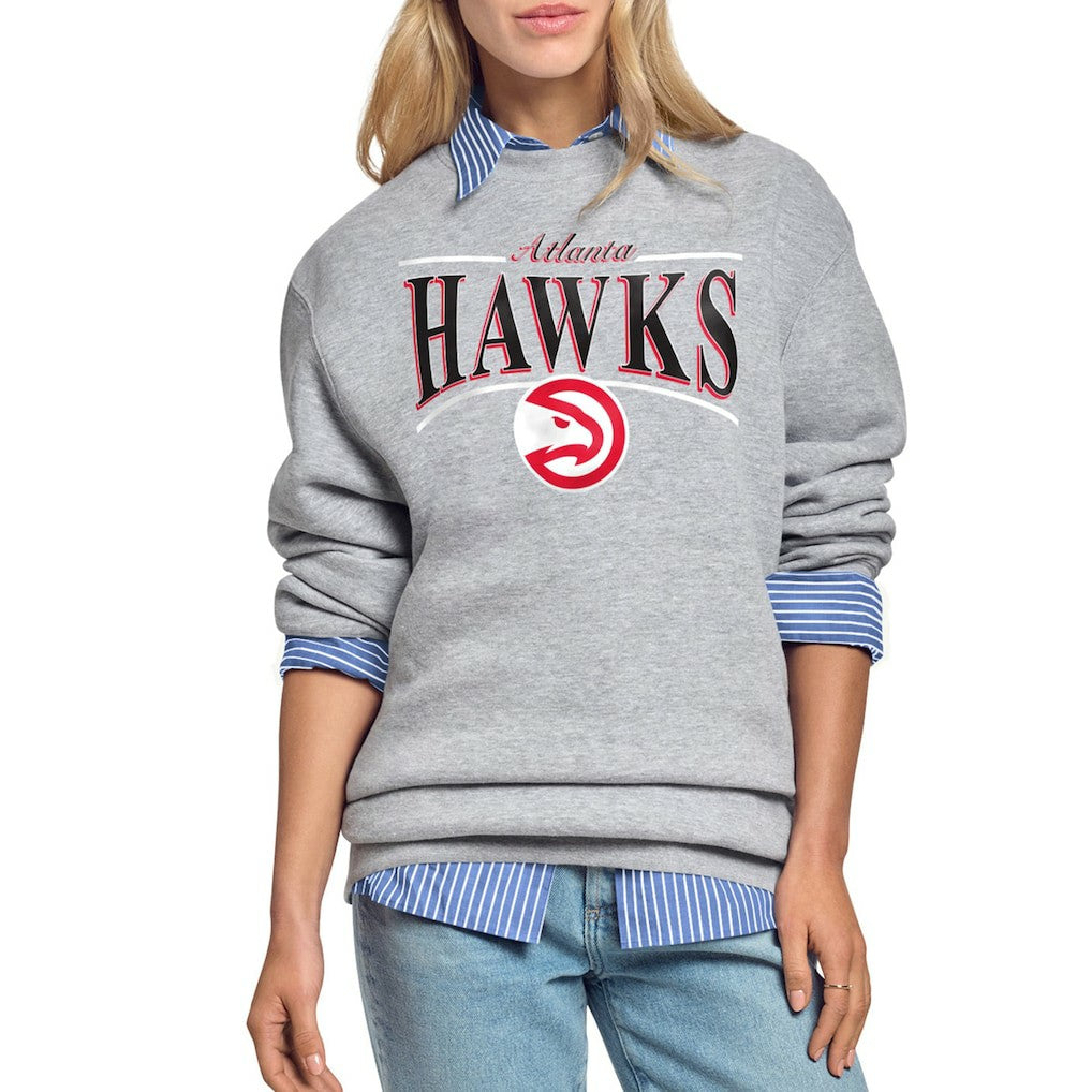 NBA - Atlanta Hawks Starter Women's Arch Stripe Fleece Crewneck Sweatshirt - Gray