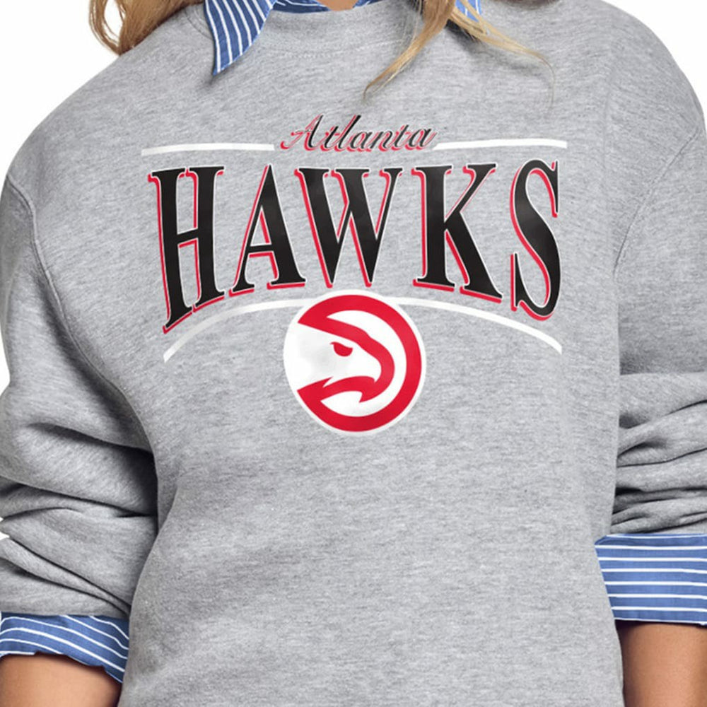 NBA - Atlanta Hawks Starter Women's Arch Stripe Fleece Crewneck Sweatshirt - Gray