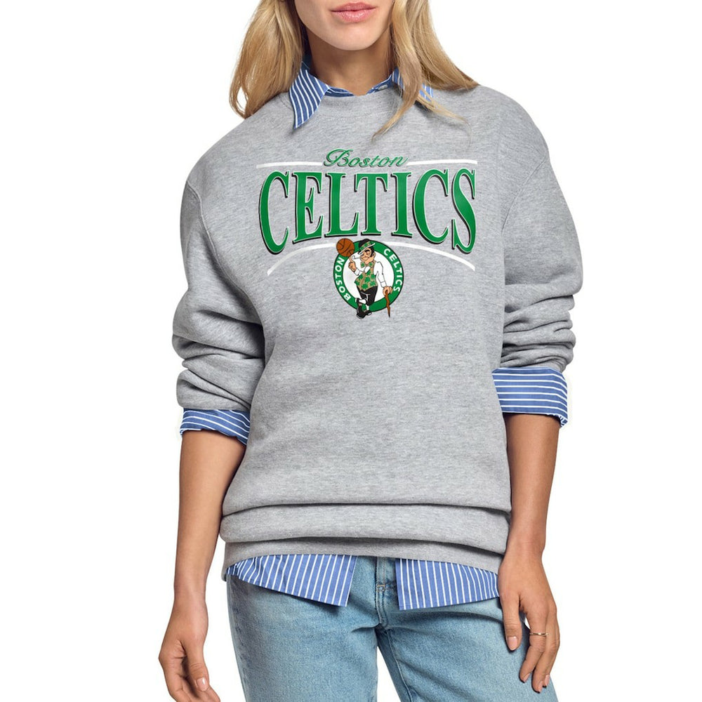 NBA - Boston Celtics Starter Women's Arch Stripe Fleece Crewneck Sweatshirt - Gray