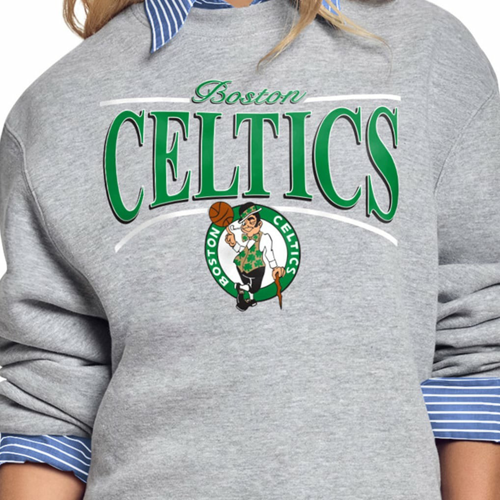 NBA - Boston Celtics Starter Women's Arch Stripe Fleece Crewneck Sweatshirt - Gray