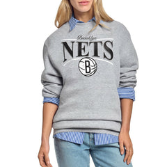 NBA - Brooklyn Nets Starter Women's Arch Stripe Fleece Crewneck Sweatshirt - Gray