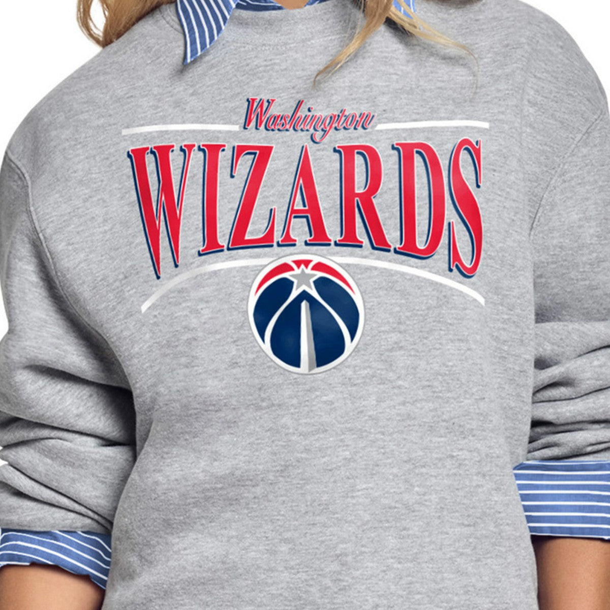 NBA - Washington Wizards Starter Women's Arch Stripe Fleece Crewneck Sweatshirt - Gray