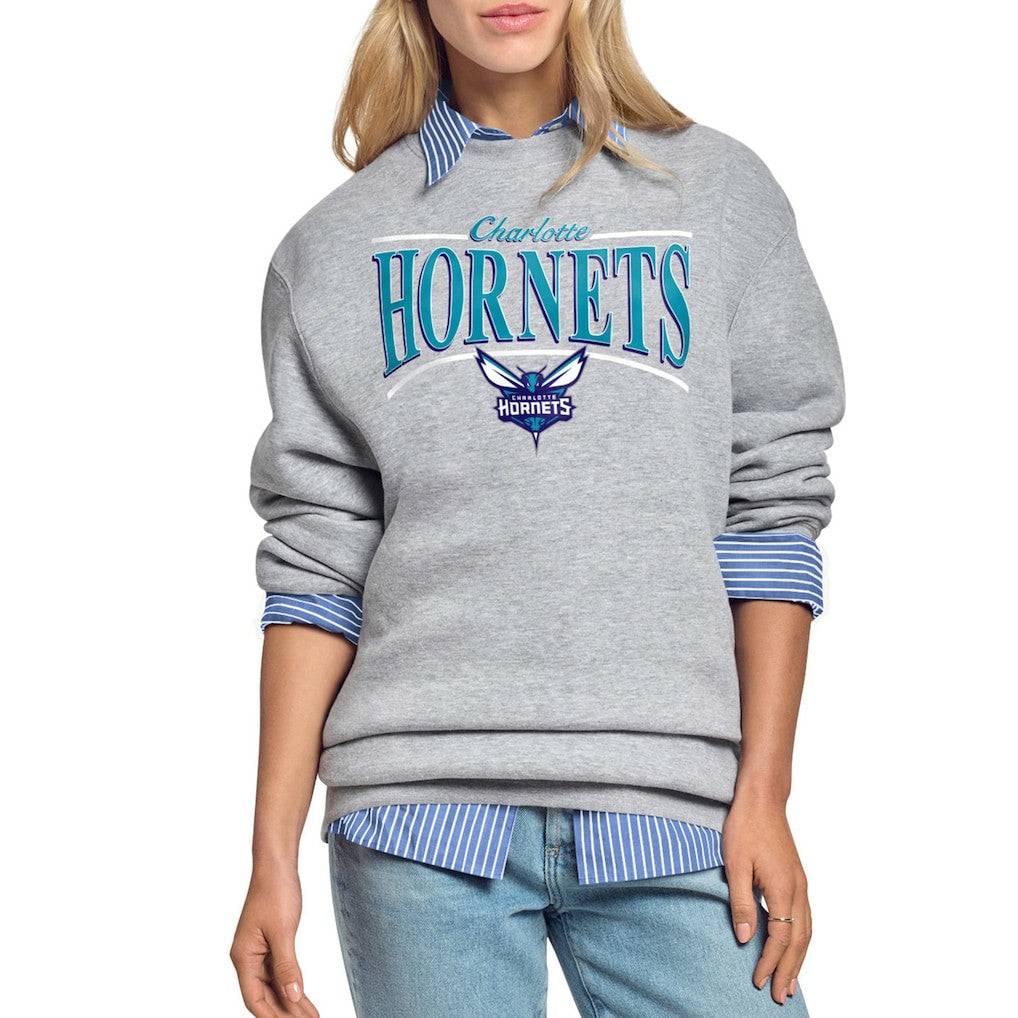 NBA - Charlotte Hornets Starter Women's Arch Stripe Fleece Crewneck Sweatshirt - Gray
