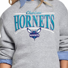 NBA - Charlotte Hornets Starter Women's Arch Stripe Fleece Crewneck Sweatshirt - Gray
