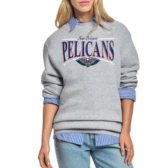 NBA - New Orleans Pelicans Starter Women's Arch Stripe Fleece Crewneck Sweatshirt - Gray