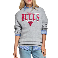NBA - Chicago Bulls Starter Women's Arch Stripe Fleece Crewneck Sweatshirt - Gray