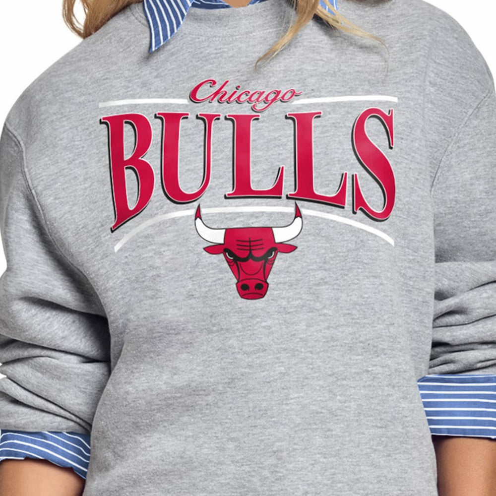 NBA - Chicago Bulls Starter Women's Arch Stripe Fleece Crewneck Sweatshirt - Gray