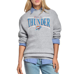 NBA - Oklahoma City Thunder Starter Women's Arch Stripe Fleece Crewneck Sweatshirt - Gray