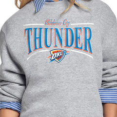 NBA - Oklahoma City Thunder Starter Women's Arch Stripe Fleece Crewneck Sweatshirt - Gray