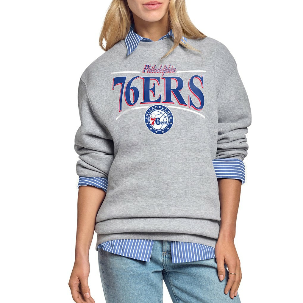 NBA - Philadelphia 76ers Starter Women's Arch Stripe Fleece Crewneck Sweatshirt - Gray