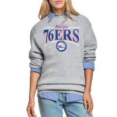 NBA - Philadelphia 76ers Starter Women's Arch Stripe Fleece Crewneck Sweatshirt - Gray