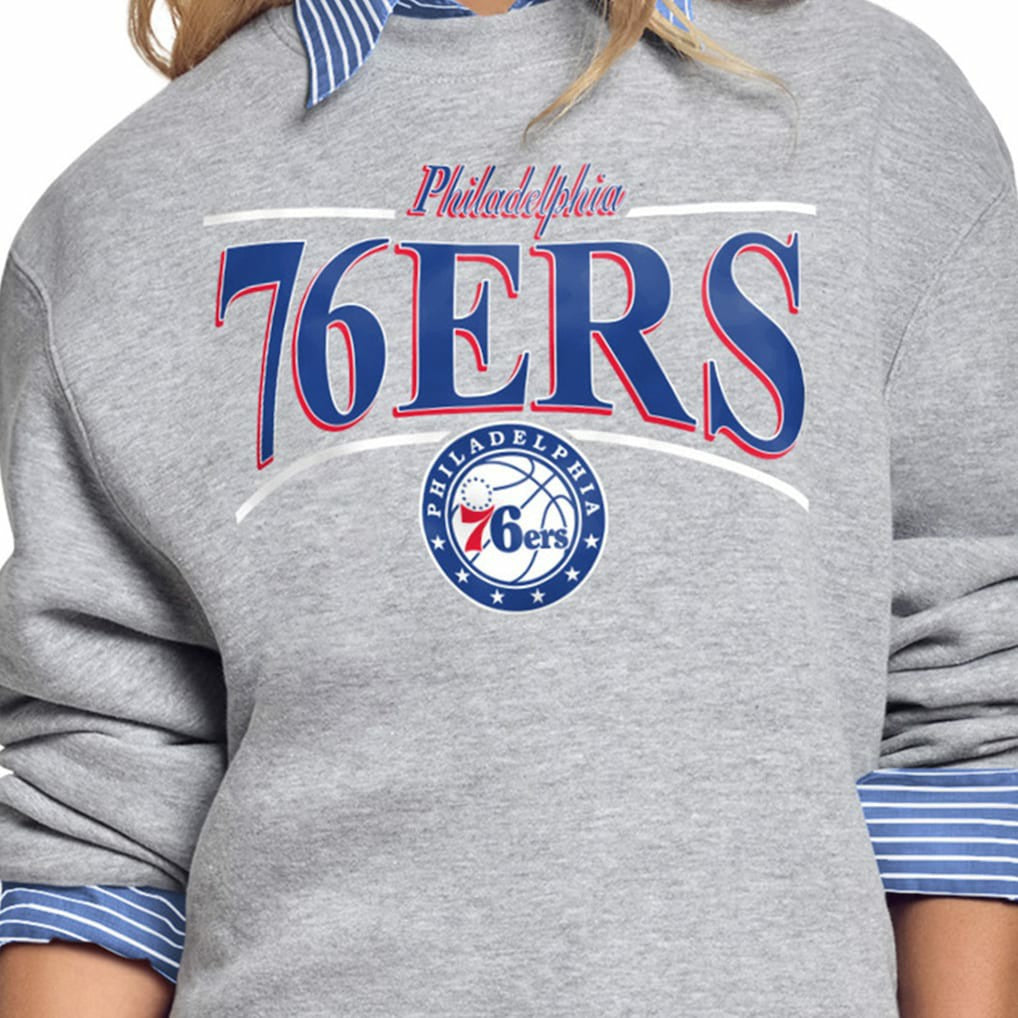 NBA - Philadelphia 76ers Starter Women's Arch Stripe Fleece Crewneck Sweatshirt - Gray
