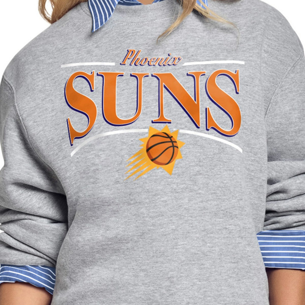 NBA - Phoenix Suns Starter Women's Arch Stripe Fleece Crewneck Sweatshirt - Gray
