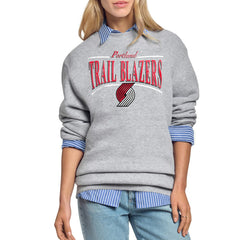 NBA - Portland Trail Blazers Starter Women's Arch Stripe Fleece Crewneck Sweatshirt - Gray