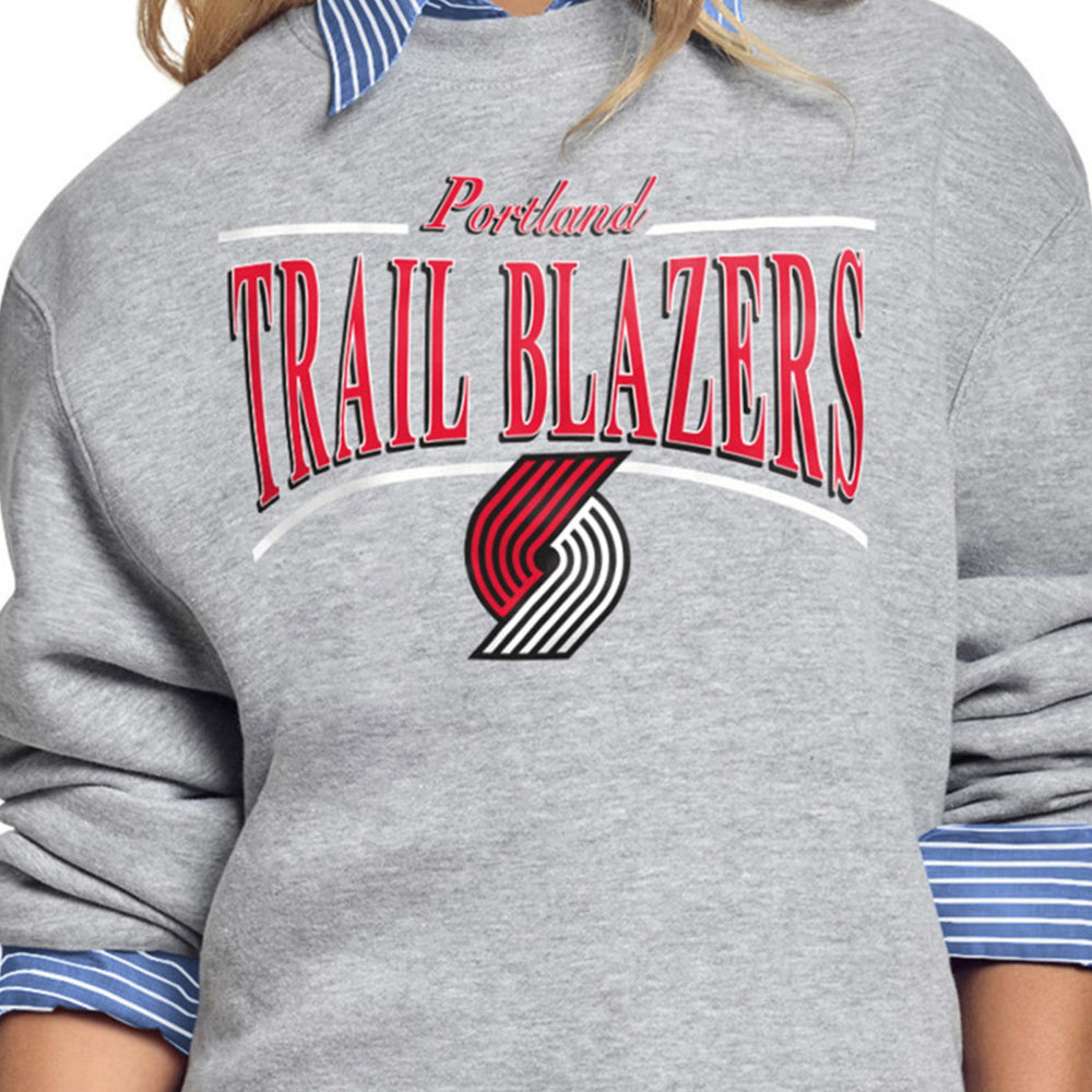 NBA - Portland Trail Blazers Starter Women's Arch Stripe Fleece Crewneck Sweatshirt - Gray
