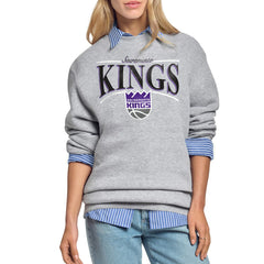 NBA - Sacramento Kings Starter Women's Arch Stripe Fleece Crewneck Sweatshirt - Gray