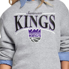 NBA - Sacramento Kings Starter Women's Arch Stripe Fleece Crewneck Sweatshirt - Gray
