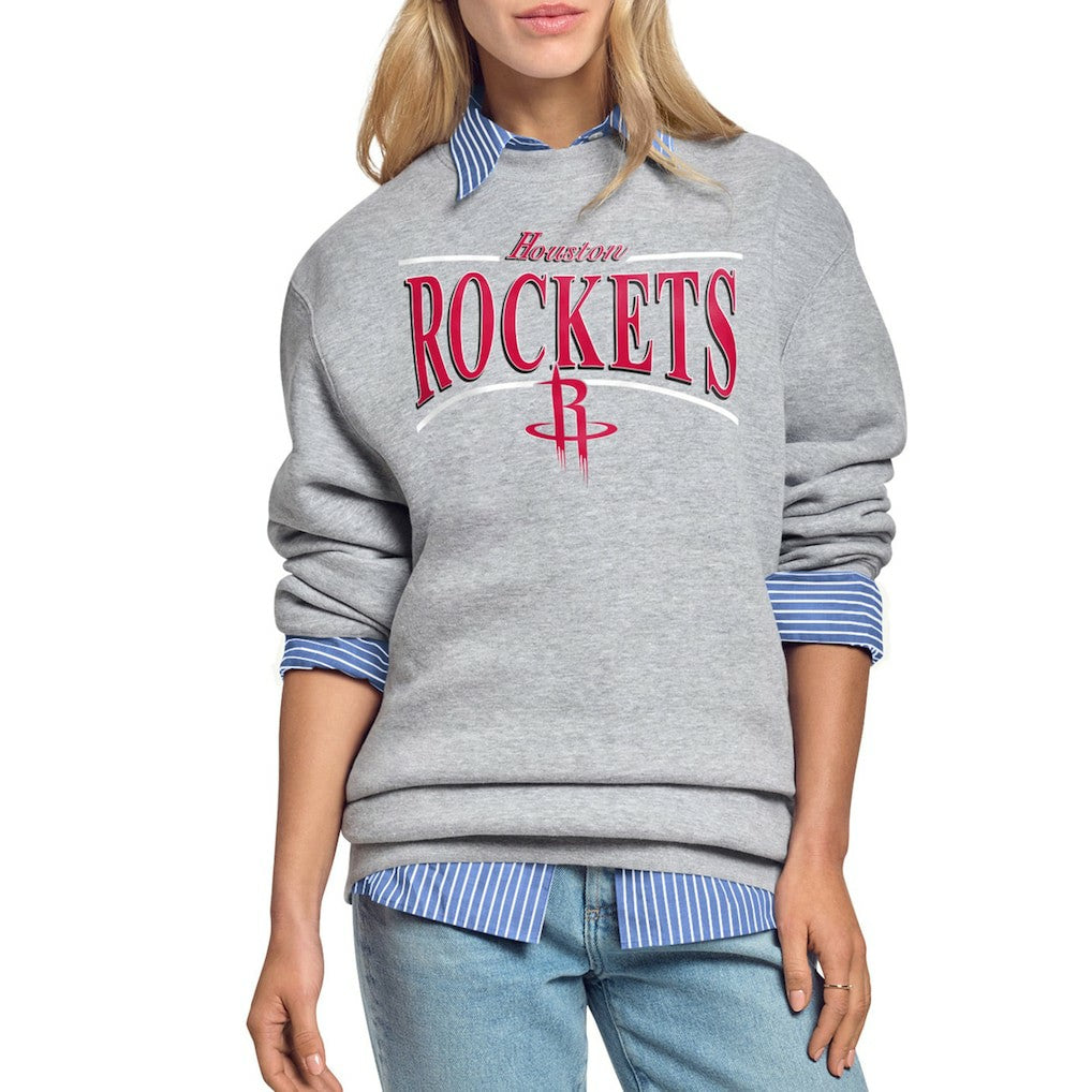 NBA - Houston Rockets Starter Women's Arch Stripe Fleece Crewneck Sweatshirt - Gray