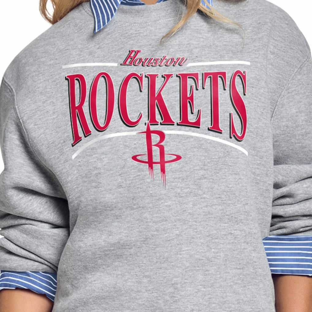 NBA - Houston Rockets Starter Women's Arch Stripe Fleece Crewneck Sweatshirt - Gray