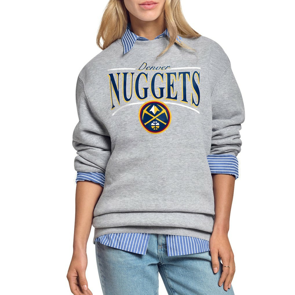 NBA - Denver Nuggets Starter Women's Arch Stripe Fleece Crewneck Sweatshirt - Gray